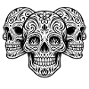 Ornamental three-part skulls