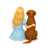 Blonde woman with Labrador