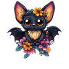 Bat with flower wreath