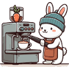 Cute barista hare preparing coffee.