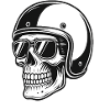 Skeleton biker with helmet image