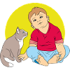 Garçon parlant au chat