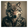 Rockiger Wolf mit Lederjacke