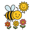 Sweet bee with flowers