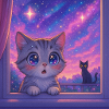 Cosmic Cat with Star Eyes