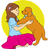 Girl playing with a dog