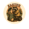 Easter raccoon with eggs