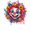 Cheerful clown with flowers