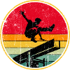 Retro Skater Silhouette on Sunset Stripes