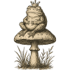 Royal Frog on Mushroom Throne