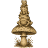 Frosch-Totem auf Pilzstapel