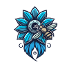 Blue Flower with Bee