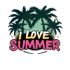 I Love Summer Palm Trees Beach Vibes Sunset