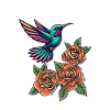 Hummingbird and Roses