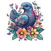 Bunte Taube mit Blumen