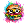 Burger mit Comic-Gesicht