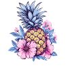 Pineapple with pink flowers