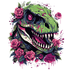 T-Rex Dino et fleurs