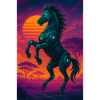Comic Cyber Horse – Neonstil med futuristisk V