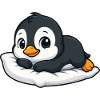 Cute penguin relaxed cartoon cuddles