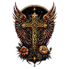 A symbol of strength: The ornate cross with wings