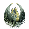 Green Dragon Surrounded by Fern