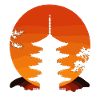 Japanese temple at sunset