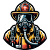Heroic firefighter in action