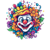 Cheerful clown with flowers