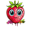 Erdbeere mit großen Augen