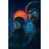 Futuristische Radfahrer – Neon-Sci-Fi Comic Design