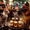 Chats & Chiens Boivent Bière