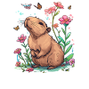 Capybara with butterflies