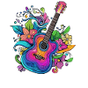 Bunte Gitarre mit Blumen
