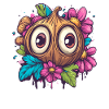 Funny Coconut with Flowers