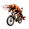 Steampunk shrimp on motorcycle
