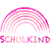 Schulkind Kreide Regenbogen pink zur Einschulung