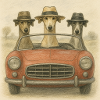 Dogs in a convertible