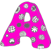 Buchstabe A mit Charakter in pink