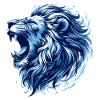 Il leone ruggisce accenti blu testa di leone forte regalo