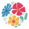 Summer flowers in circle shape