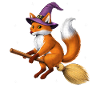 Fox Witch Riding Broom