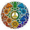 Rainbow style psychedelic peace sign