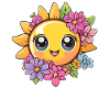Sunshine with flower wreath