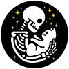 Skeleton with cat