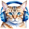 Funny cat with headphones