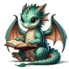 Dragon reads book