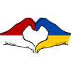 Drapeau Monaco Ukraine main coeur