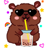 Kawaii Capybara with Bubble Tea Sunglasses