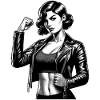 Starke Coole Frau Rockabilly Lederjacke Geschenk
